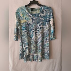 Style & Co. Blue and Green Patterned Tunic